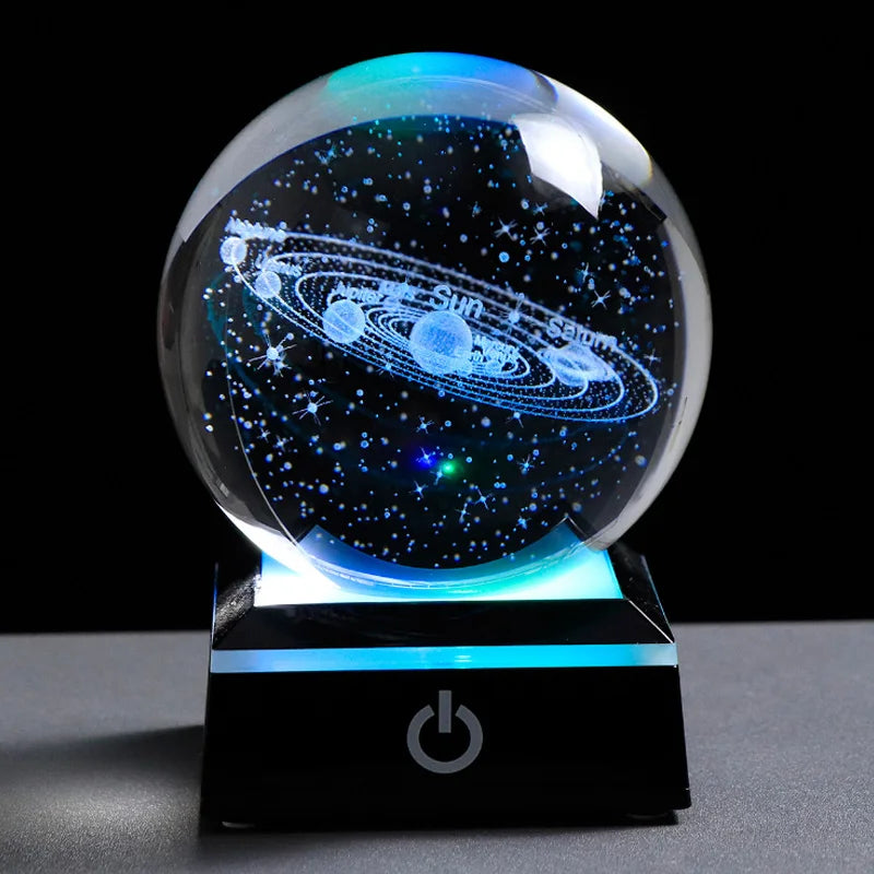 Bola de cristal 3d gravada a laser, planetas, bola de cristal, sistema solar, globo, astronomia