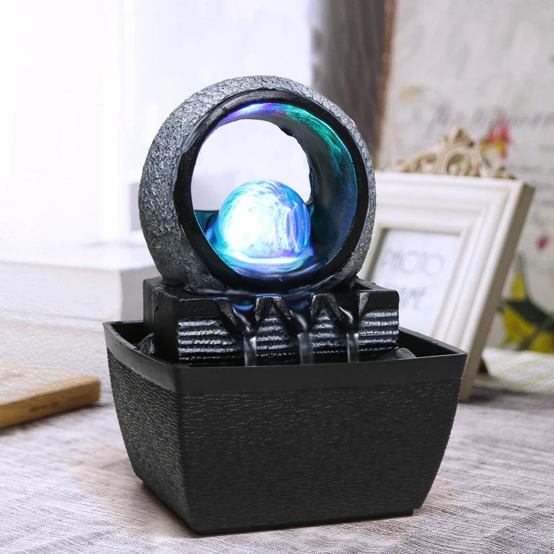 Fontes de água para ambientes internos, cascata decorativa com bola de feng shui