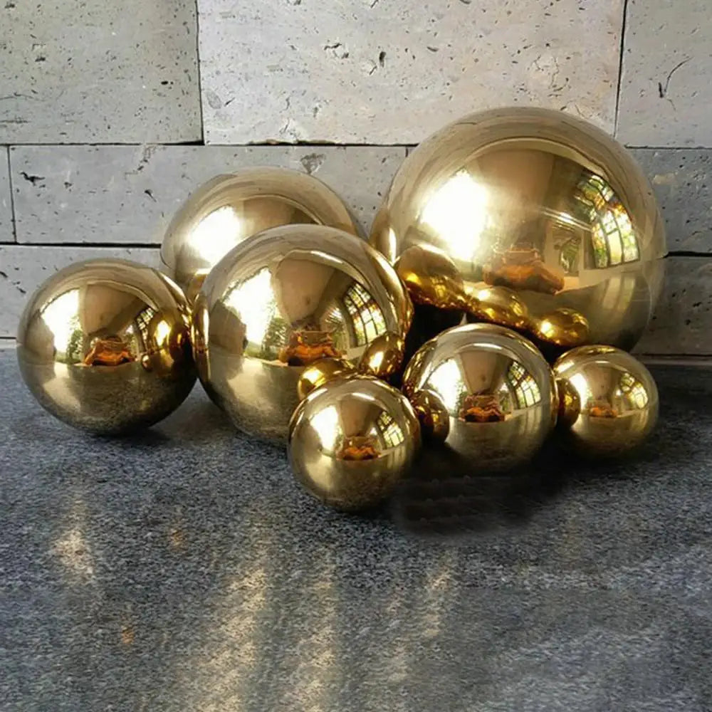 201 aço inoxidável titânio ouro oco bola sem costura casa & jardim decoração espelho polido esfera brilhante 25mm ~ 480mm