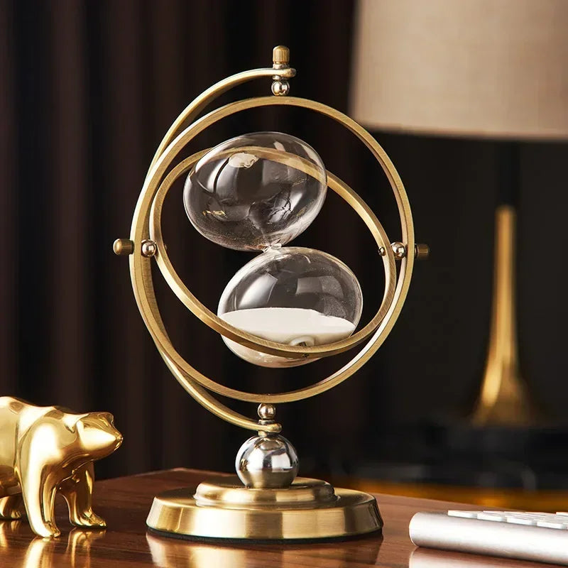 Globo de luxo temporizador areia relógio retro ampulheta tempo ampulheta nordic decoração para casa rotativa hora vidro escritório
