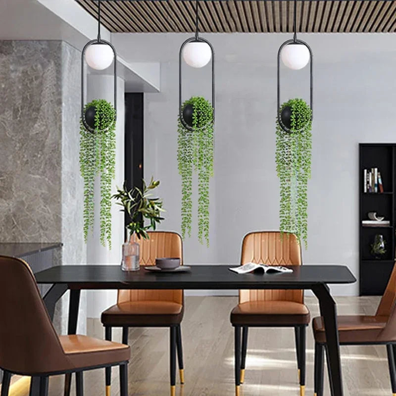 Bola de vidro lâmpada pendurada de plantas decoração para casa