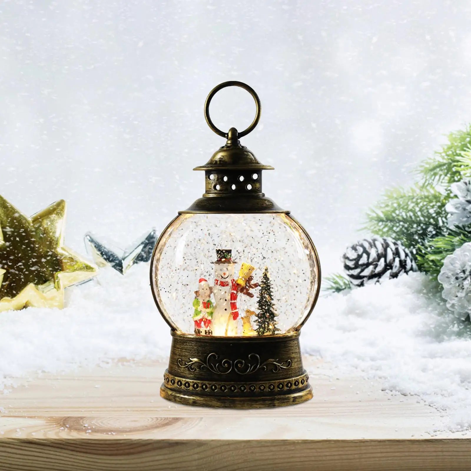 Natal ilumina acima globo de neve lanterna caixa de música ornamento artesanato