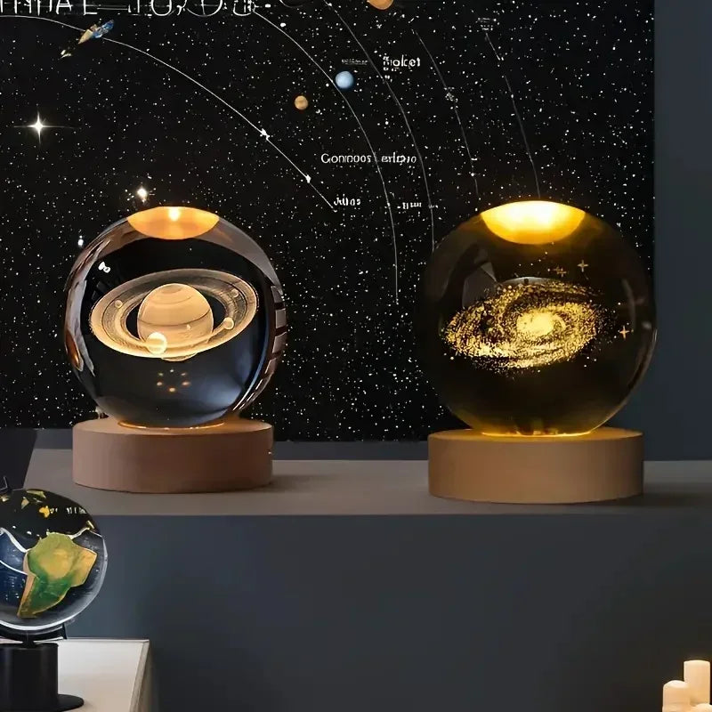 Sistema solar 3D bola de cristal luminosa saturno planetas esfera de vidro bolas decorativas