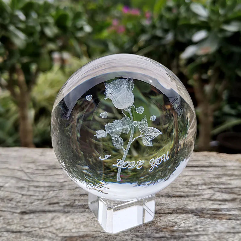 Bola de cristal 3d laser gravado esfera de vidro 60cm