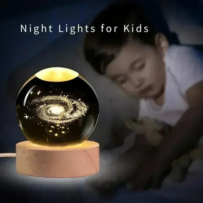 Sistema solar 3D bola de cristal luminosa saturno planetas esfera de vidro bolas decorativas