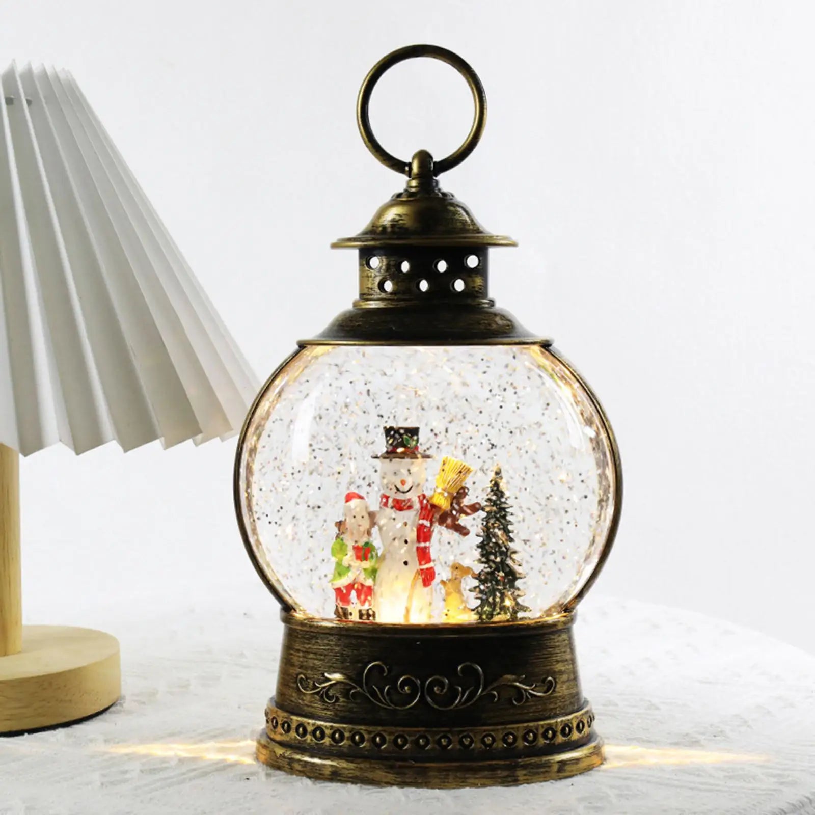 Natal ilumina acima globo de neve lanterna caixa de música ornamento artesanato