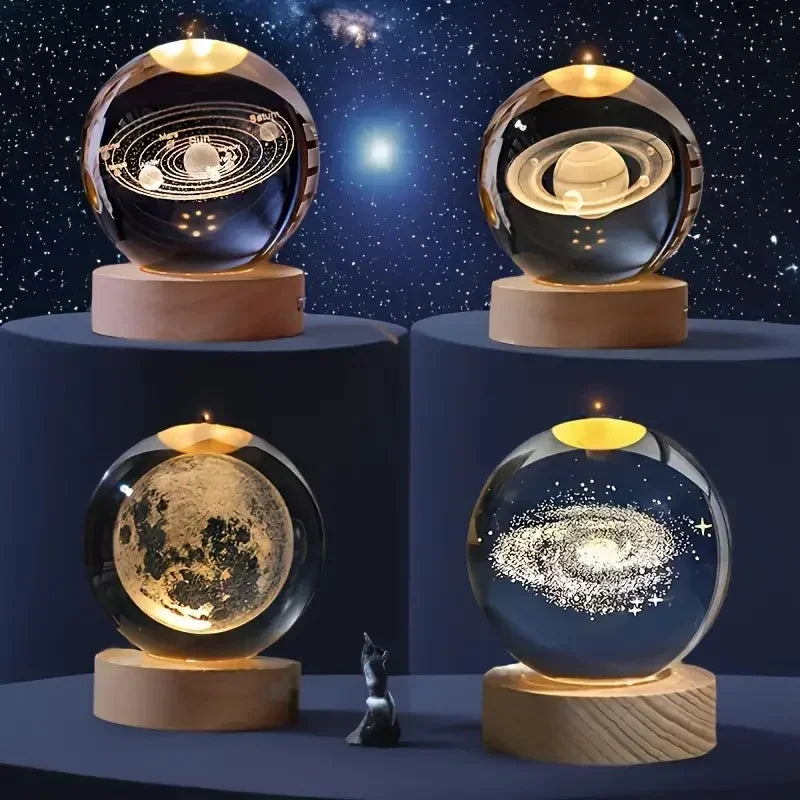 Sistema solar 3D bola de cristal luminosa saturno planetas esfera de vidro bolas decorativas
