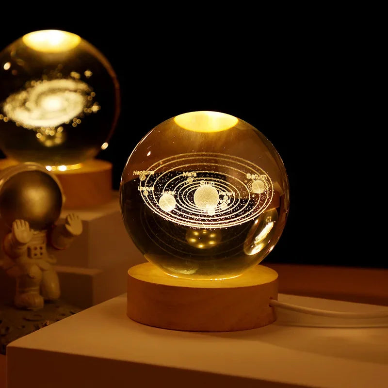 Sistema solar 3D bola de cristal luminosa saturno planetas esfera de vidro bolas decorativas