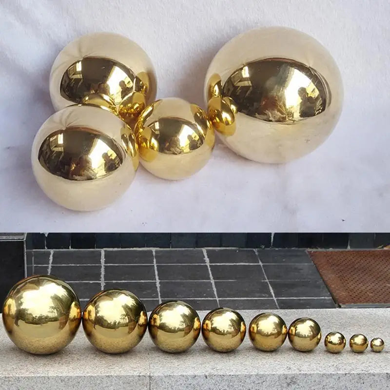 201 aço inoxidável titânio ouro oco bola sem costura casa & jardim decoração espelho polido esfera brilhante 25mm ~ 480mm