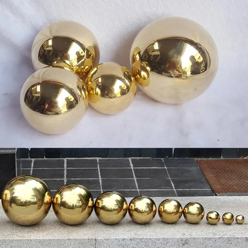 201 aço inoxidável titânio ouro oco bola sem costura casa & jardim decoração espelho polido esfera brilhante 25mm ~ 480mm