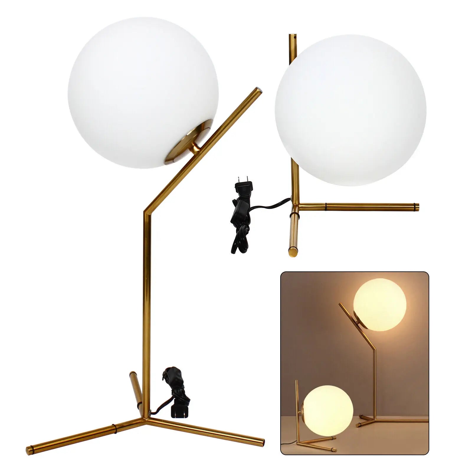 Bola moderna globo de vidro luz led candeeiro mesa quarto luminária 12w