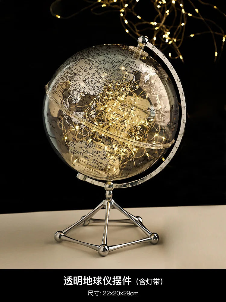 Decoração de mesa globo geografia acessórios de decoração para casa com luz
