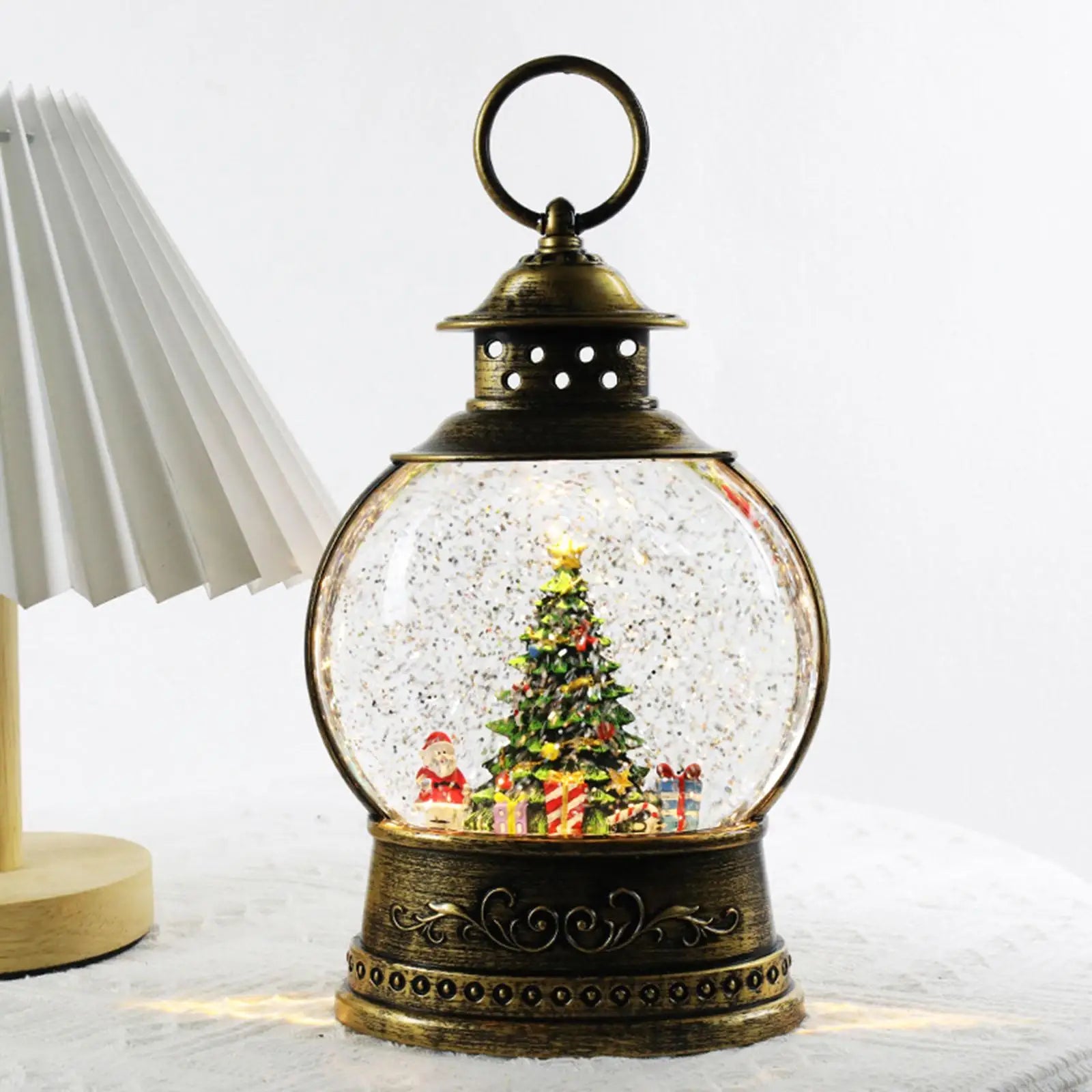 Natal ilumina acima globo de neve lanterna caixa de música ornamento artesanato