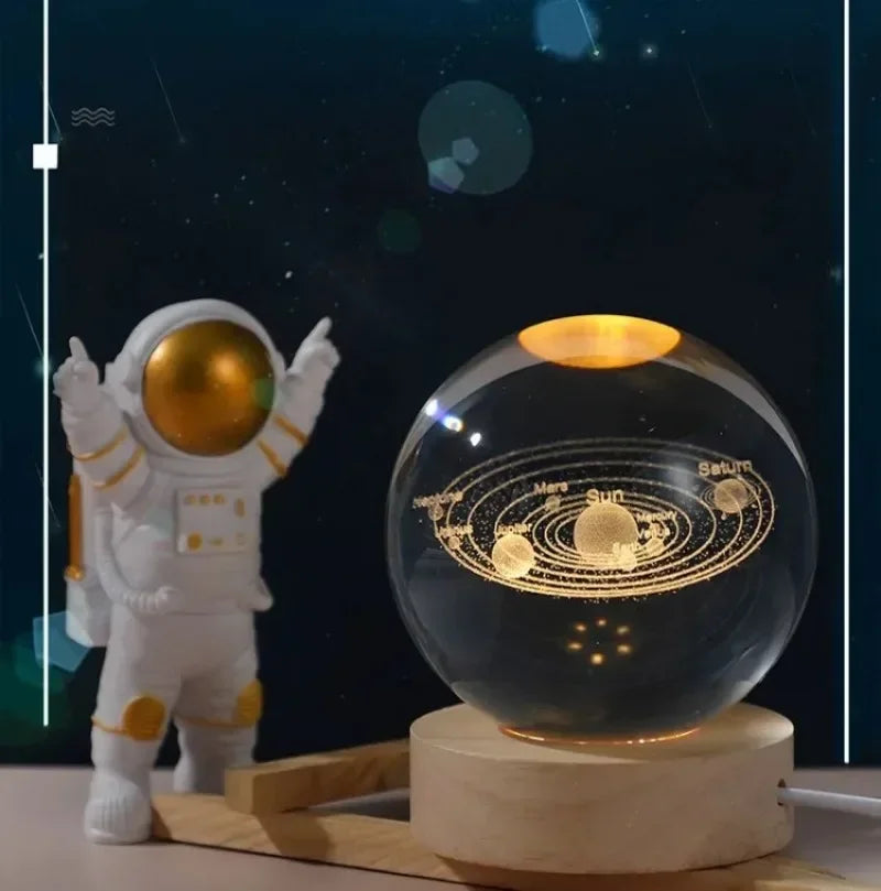 Sistema solar 3D bola de cristal luminosa saturno planetas esfera de vidro bolas decorativas