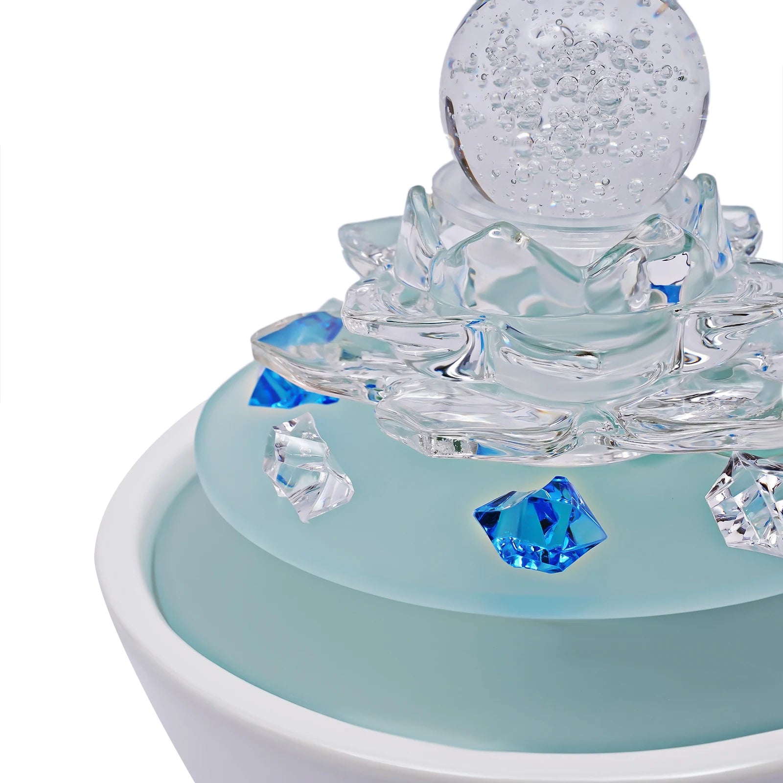 Cachoeira com bola de cristal interior recurso água luz led decoração para casa
