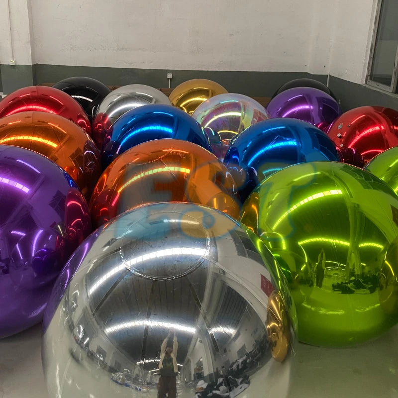 Bola inflável de prata exterior gigante do espelho para a decoração da festa