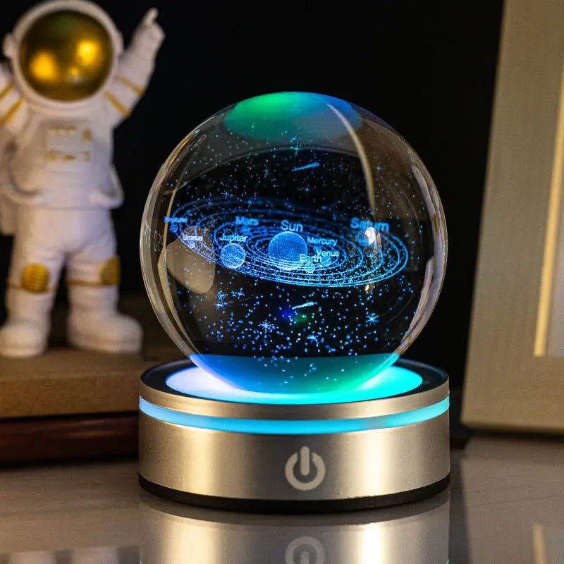 Bola de cristal 3d 6/8cm, sistema solar, astronomia, presente, esfera decorativa