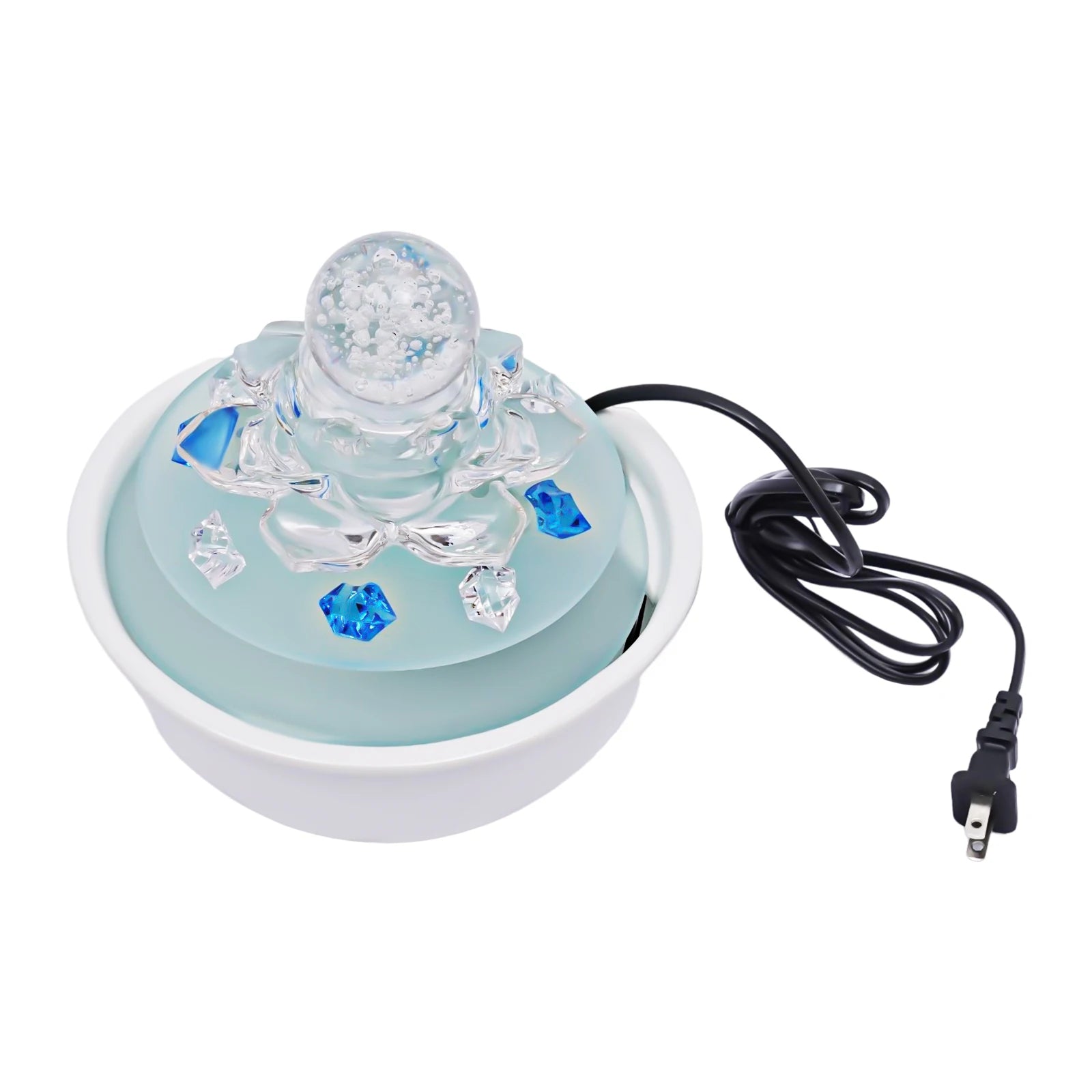 Cachoeira com bola de cristal interior recurso água luz led decoração para casa