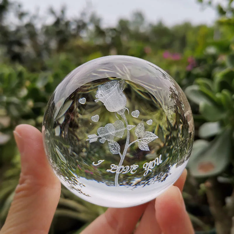 Bola de cristal 3d laser gravado esfera de vidro 60cm