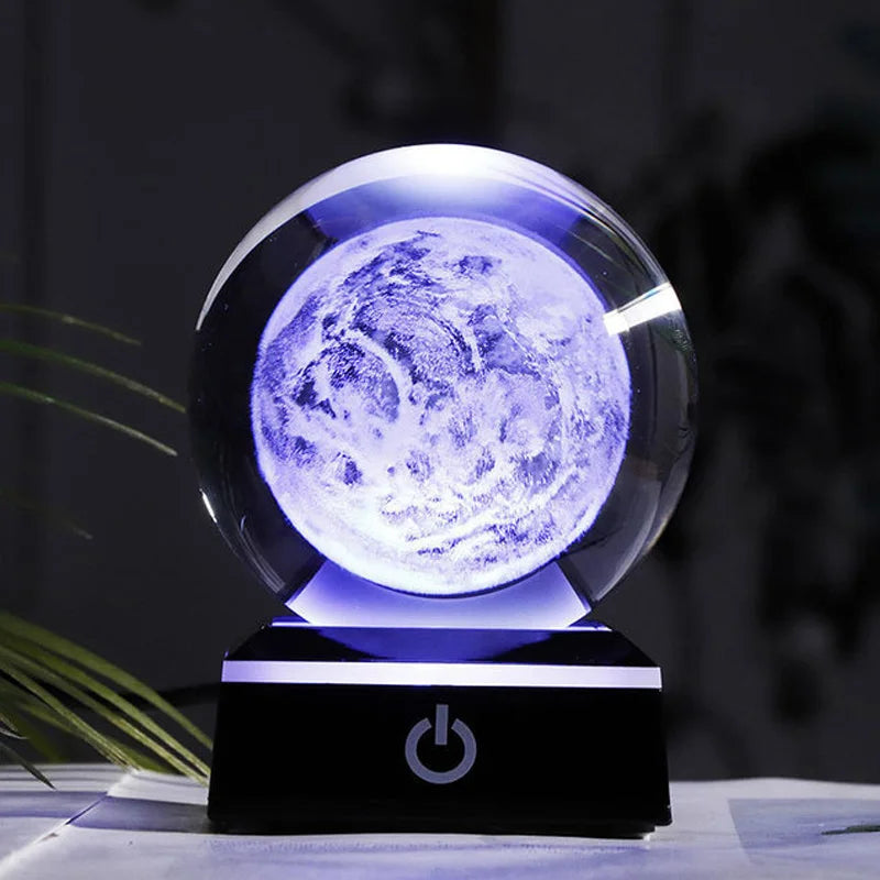 Bola de cristal 3d gravada a laser, planetas, bola de cristal, sistema solar, globo, astronomia