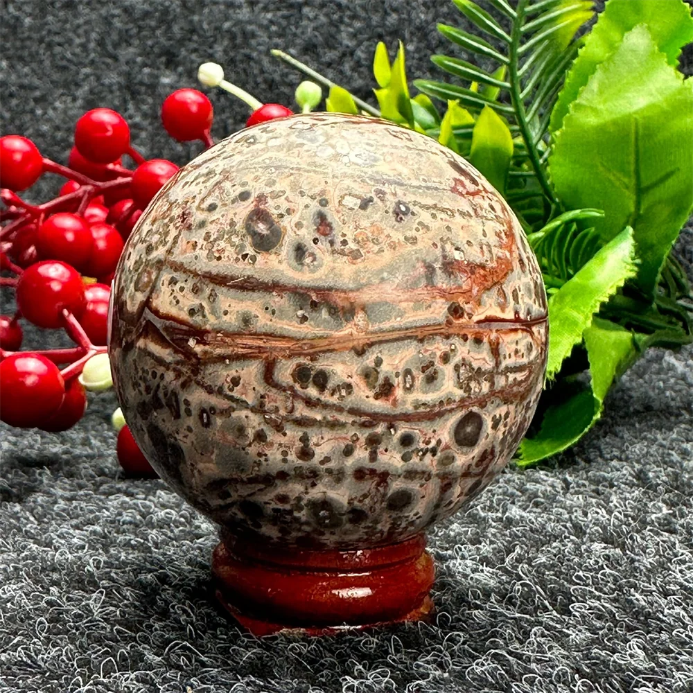 Bola de pedra com estampa de leopardo natural, esfera reiki  para decoração de casa