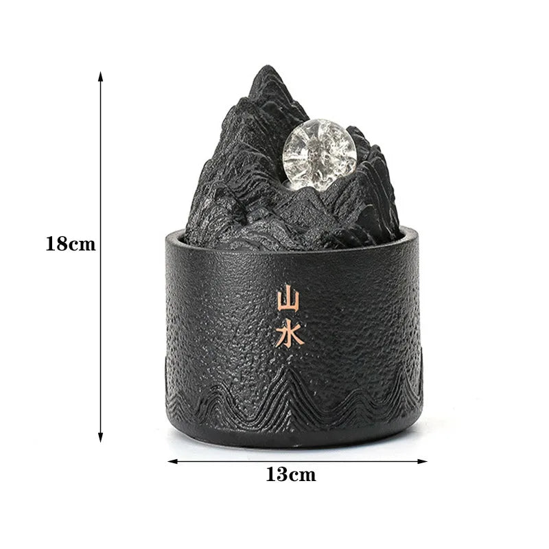 Zen relaxamento mesa feng shui bola fonte de água com luz led