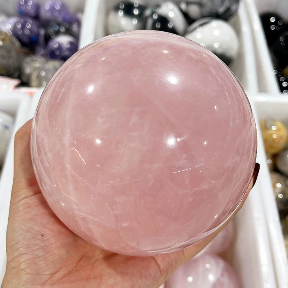 Bola de cristal de quartzo rosa natural, bola de massagem reiki, decoração de quarto, pó de cristal 4-7cm