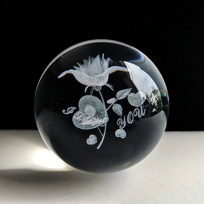 Bola de cristal 3d laser gravado esfera de vidro 60cm