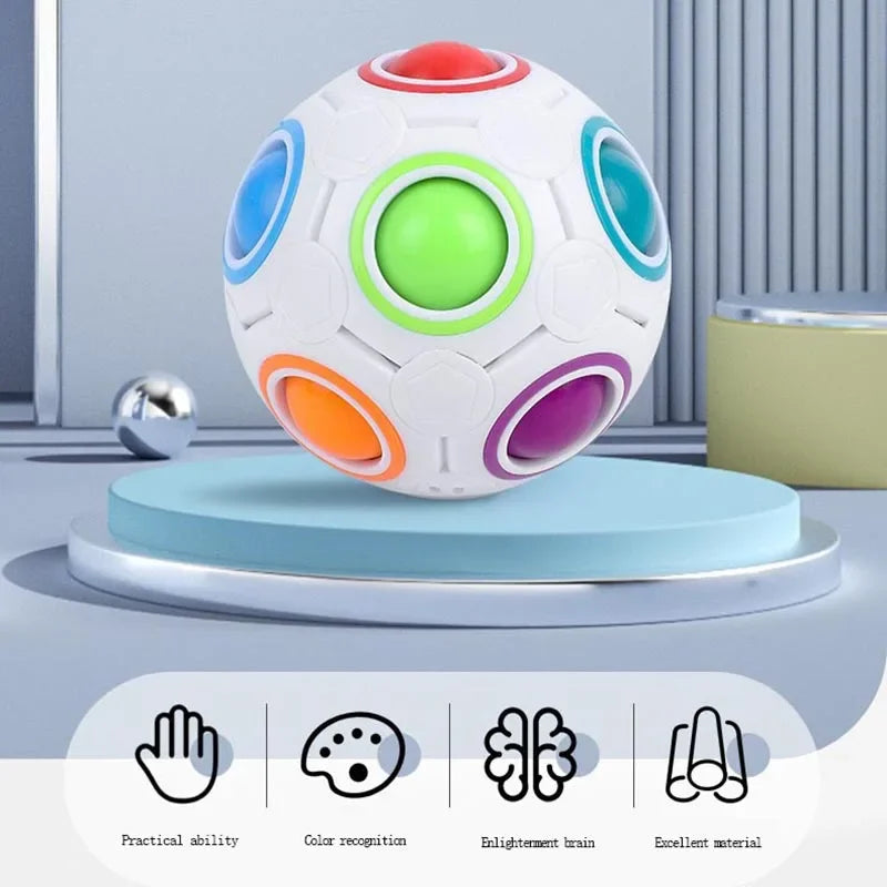 Arco-íris mágico quebra-cabeça bola velocidade cubo bola diversão alívio do estresse cérebro teaser  3d quebra-cabeça brinquedo para crianças adolescente adulto