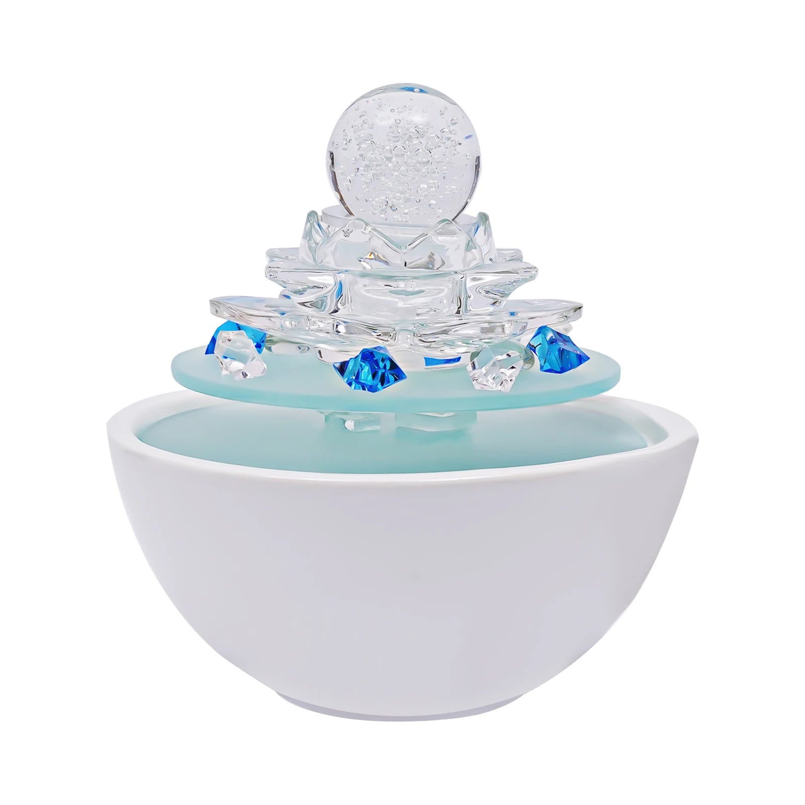 Cachoeira com bola de cristal interior recurso água luz led decoração para casa