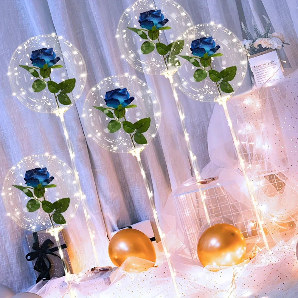 4 pçs Bola simulação rosa led luz corda decoração de casamento aniversário
