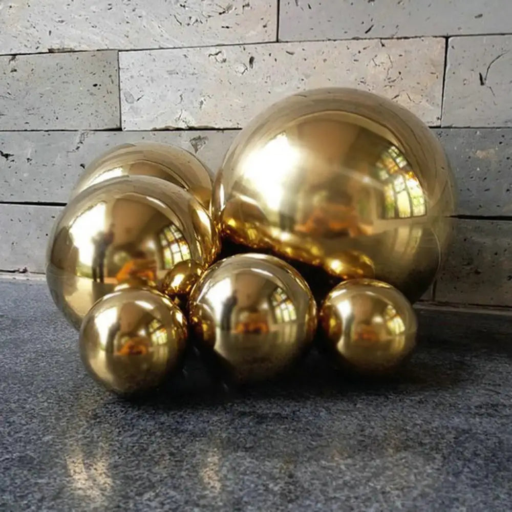 201 aço inoxidável titânio ouro oco bola sem costura casa & jardim decoração espelho polido esfera brilhante 25mm ~ 480mm