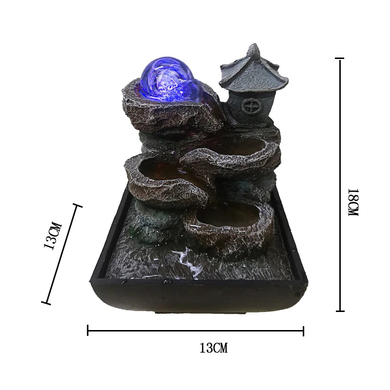 Fontes de água para ambientes internos, cascata decorativa com bola de feng shui
