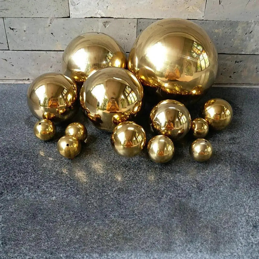 201 aço inoxidável titânio ouro oco bola sem costura casa & jardim decoração espelho polido esfera brilhante 25mm ~ 480mm
