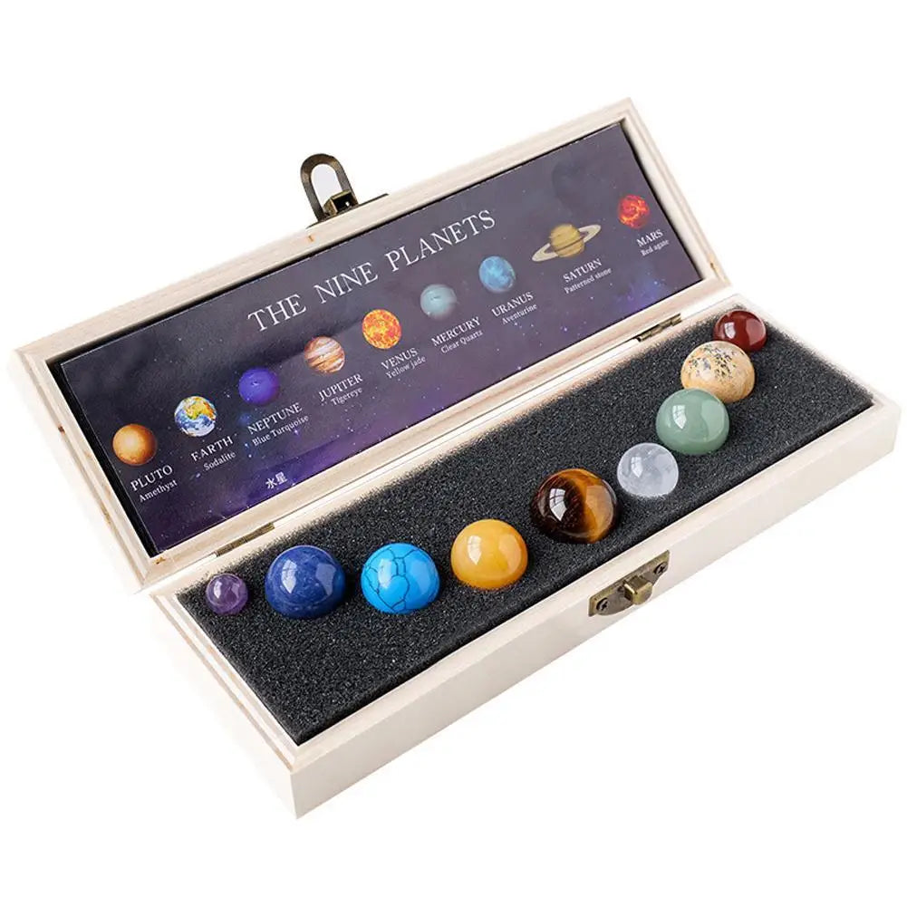 Bola de planetas de cristal natural, sistema solar esfera de energia, modelo de galáxia