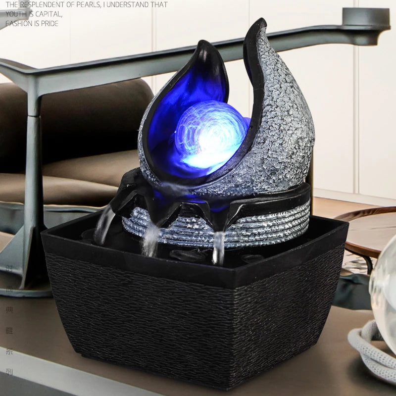 Fontes de água para ambientes internos, cascata decorativa com bola de feng shui