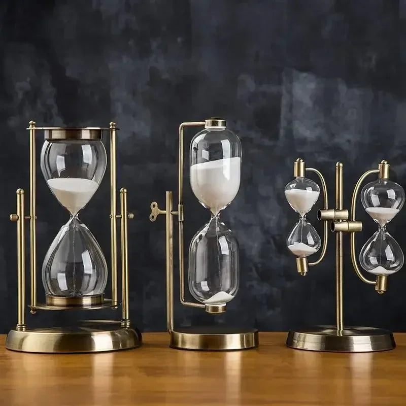Globo de luxo temporizador areia relógio retro ampulheta tempo ampulheta nordic decoração para casa rotativa hora vidro escritório