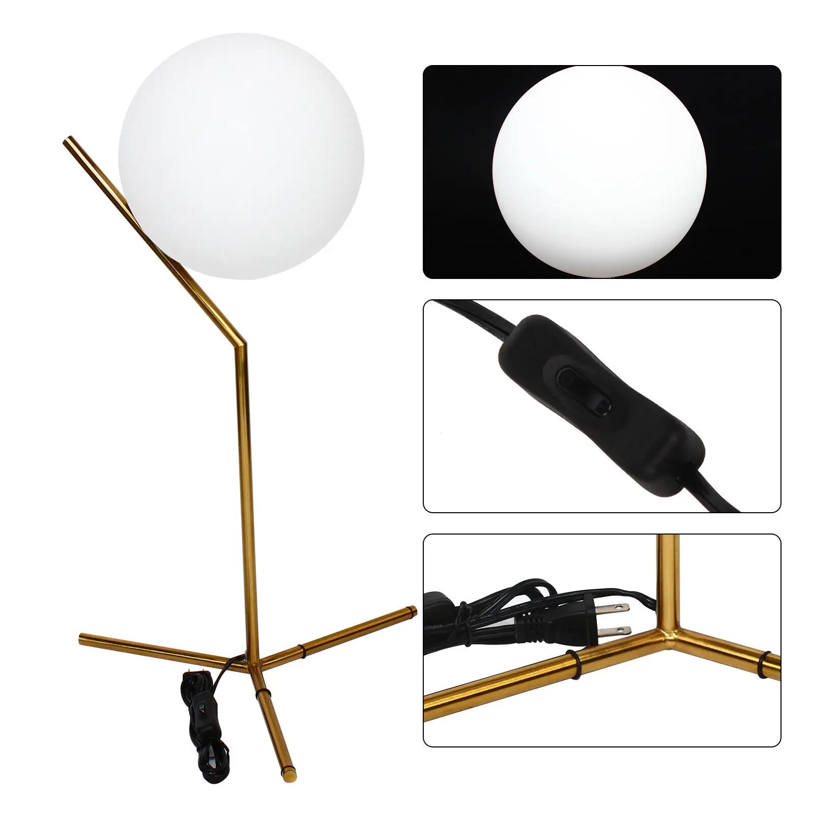 Bola moderna globo de vidro luz led candeeiro mesa quarto luminária 12w