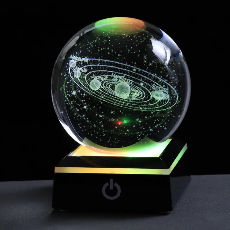 Bola de cristal 3d gravada a laser, planetas, bola de cristal, sistema solar, globo, astronomia