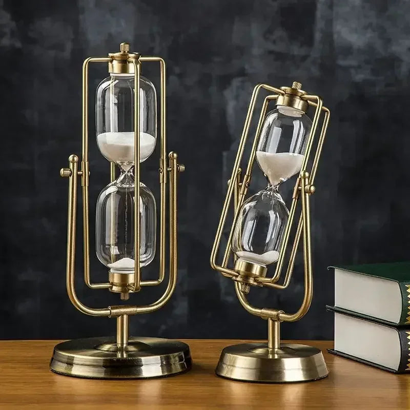 Globo de luxo temporizador areia relógio retro ampulheta tempo ampulheta nordic decoração para casa rotativa hora vidro escritório