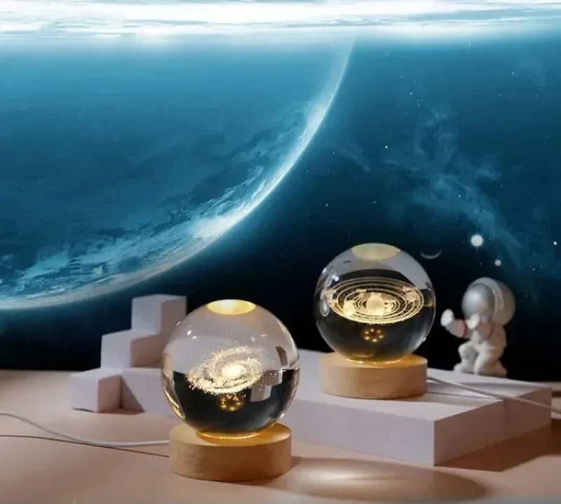 Sistema solar 3D bola de cristal luminosa saturno planetas esfera de vidro bolas decorativas