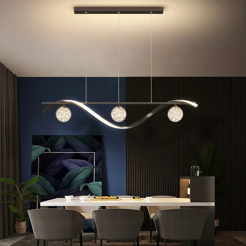 Bola de vidro led luzes pingente regulável para sala estar escritório mesas