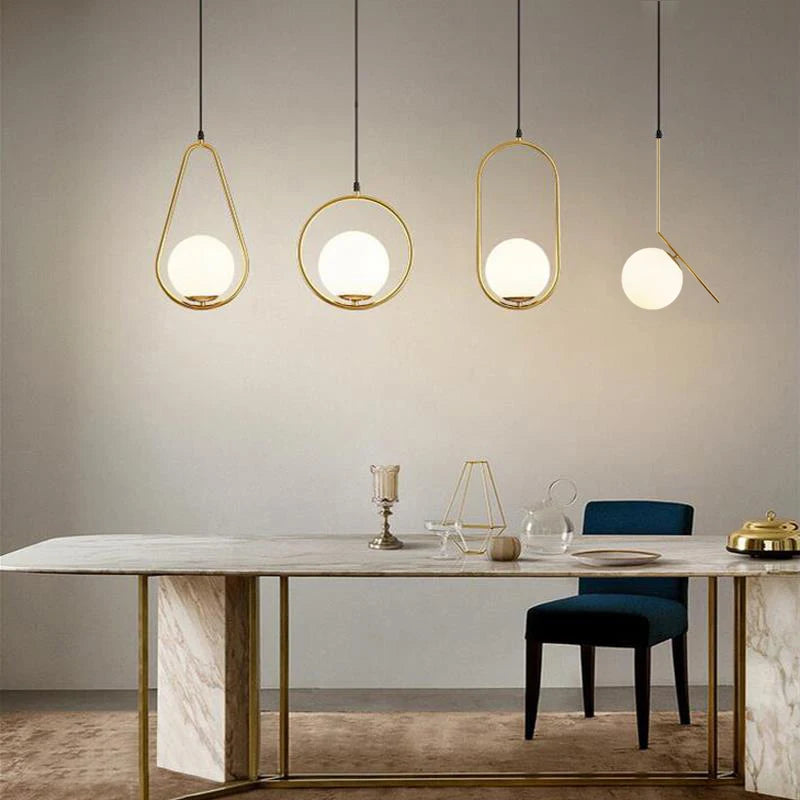 Bola vidro luzes pingente bronze preto ouro prata lâmpada decoração