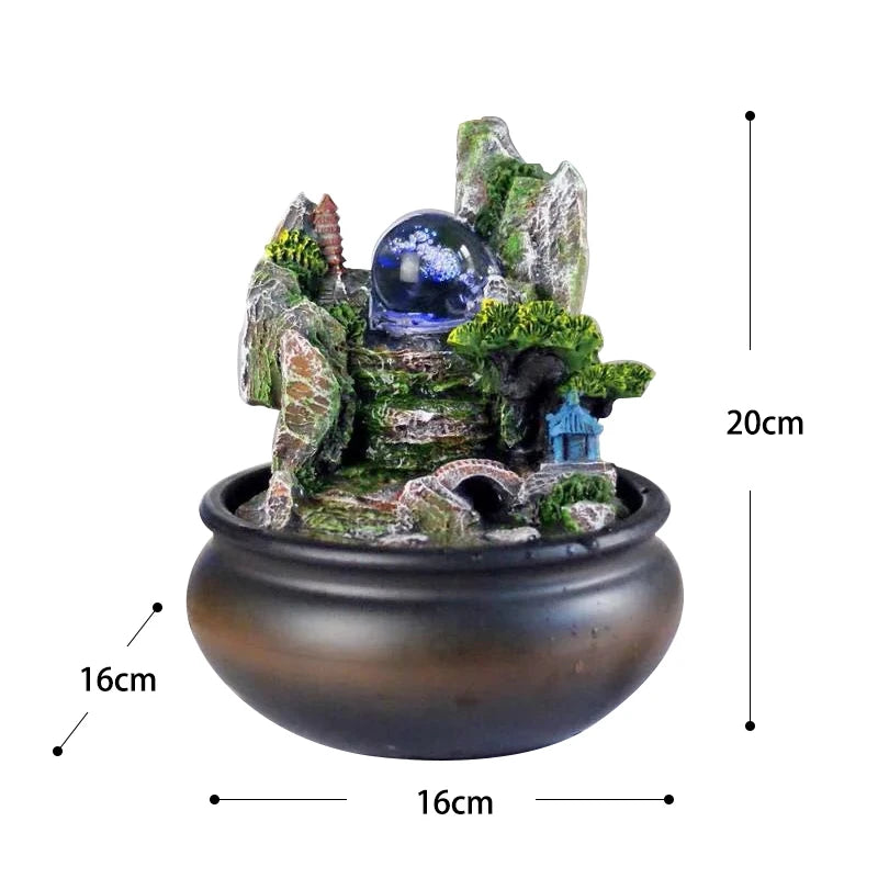 Fontes de água para ambientes internos, cascata decorativa com bola de feng shui