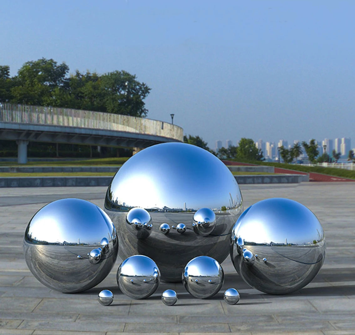 Bola oca diâmetro 25 ~ 200mm de espessura 1.2mm 304, bola de aço inoxidável, espelho para festa, esfera de metal, decoração de jardim doméstico