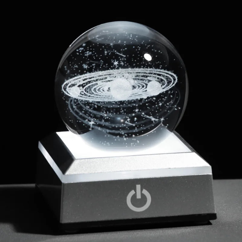 Bola de cristal 3d gravada a laser, planetas, bola de cristal, sistema solar, globo, astronomia