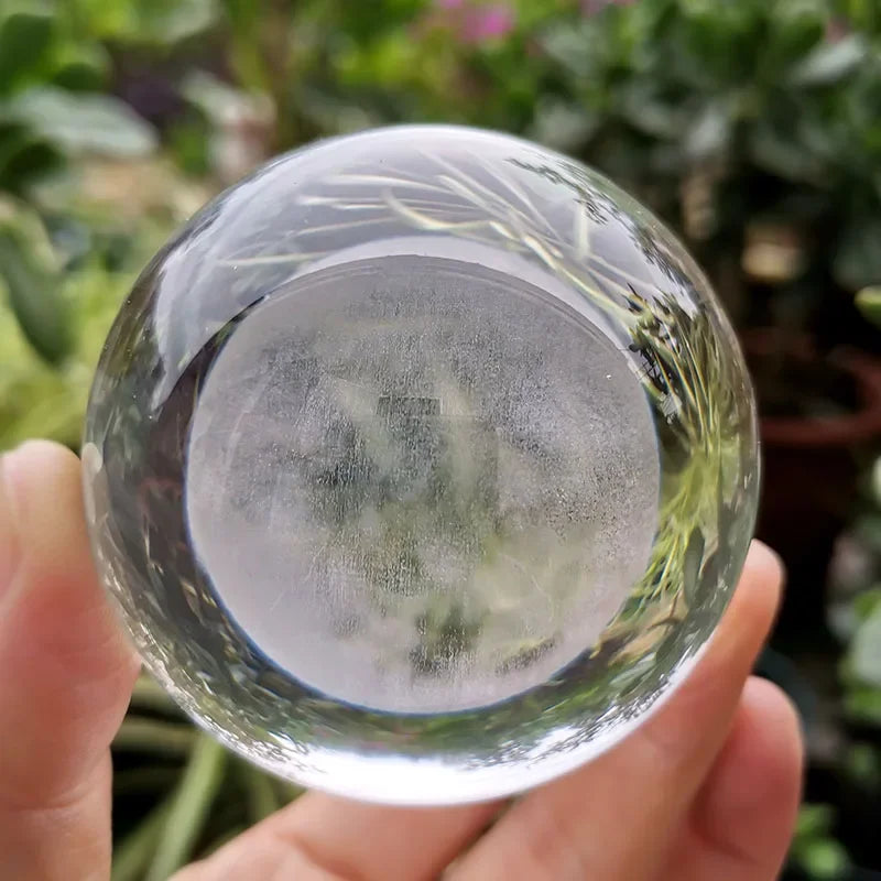 Bola de cristal 3d laser gravado lua esfera globo estatueta com suporte vidro