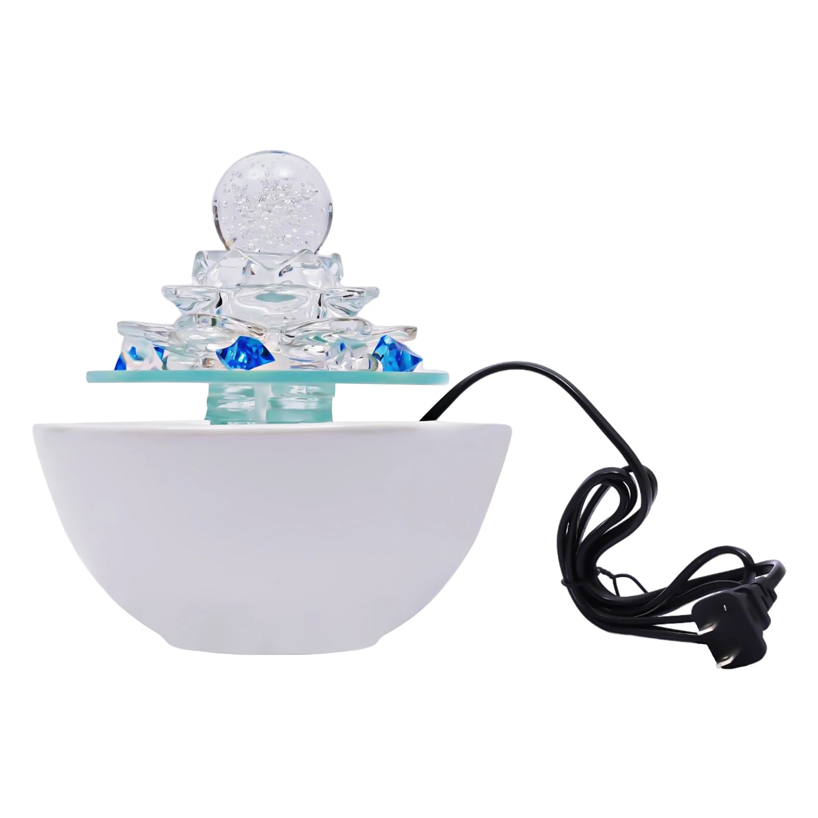 Cachoeira com bola de cristal interior recurso água luz led decoração para casa