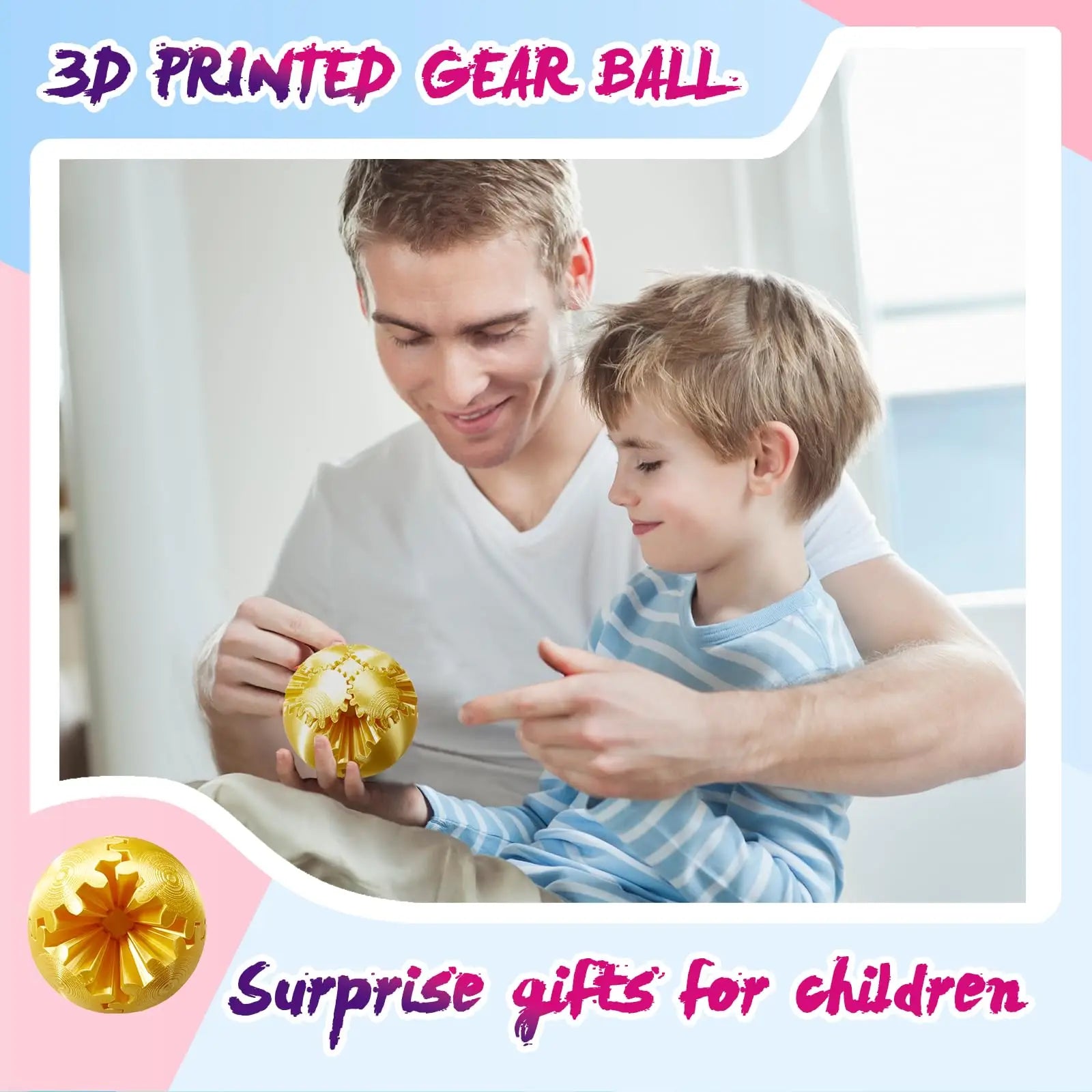 Gear Ball-3D Impresso Bola de Engrenagem, Esfera de Engrenagem Giratória, Brinquedo Cubo Fidget